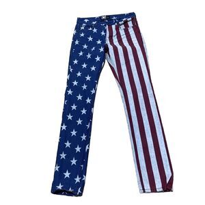Kill City American Flag Jeans Women 30 Indie Red White Blue Stars Stripes Skinny
